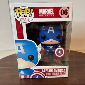 Funko Pop! Marvel #06 Captain America Vinyl Bobble-Head Boxed Collectible BNIB